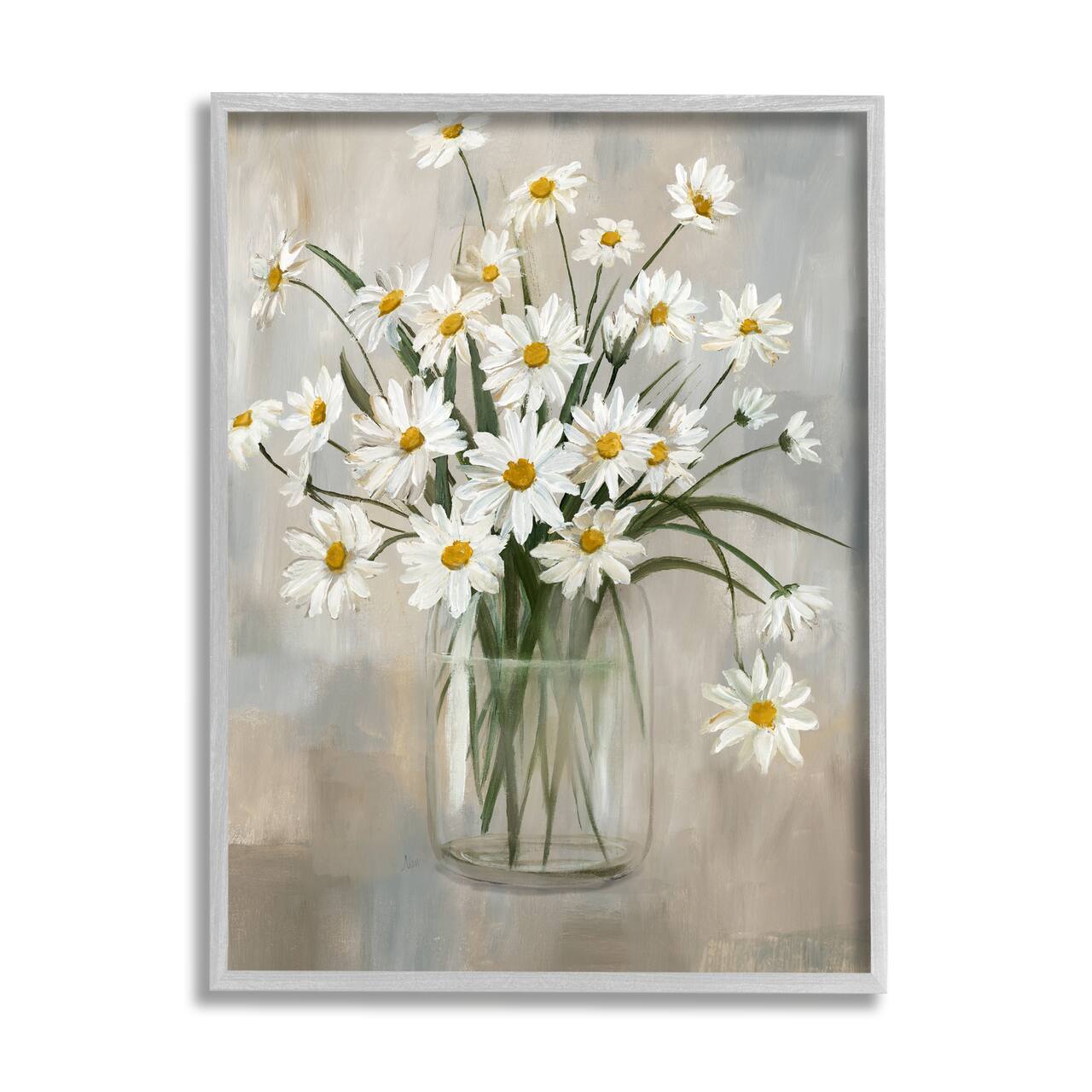 Stupell Industries Daisy Bloom Bouquet Potted Flowers Abstract Pattern Framed Wall Art